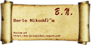 Berle Nikodém névjegykártya